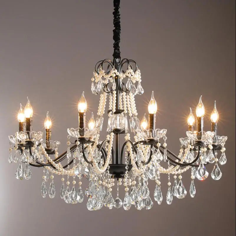 moderne kristallen kroonluchter met parels en led-verlichting