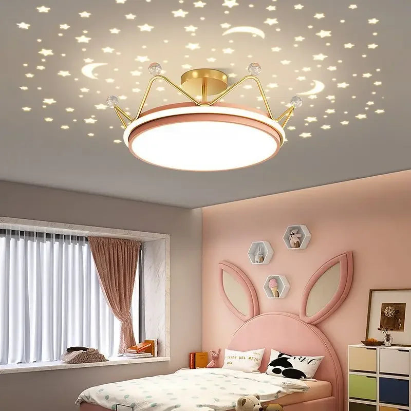 Kinder LED kroonluchter ster maan