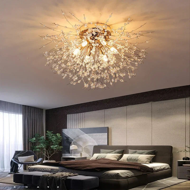 Noordse Kristallen Plafondlamp Modern Creatief Rond Paardebloem Design