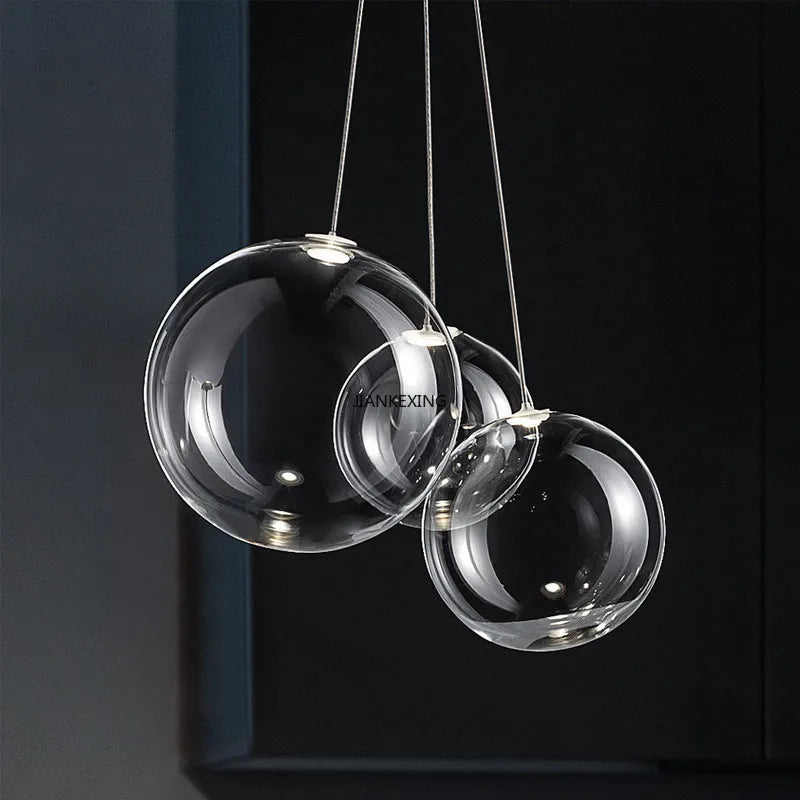minimalistisch noordelijk design glazen kroonluchter met led