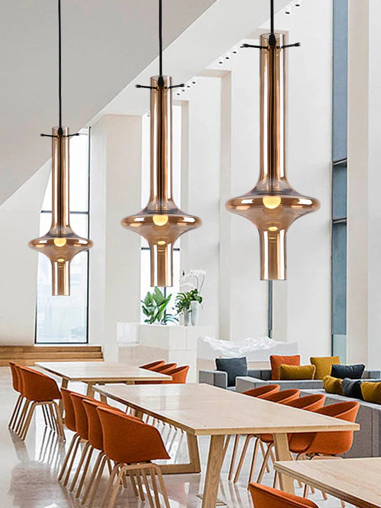 creatieve glazen kroonluchter met bamboe verbinding voor binnenhuisdecoratie