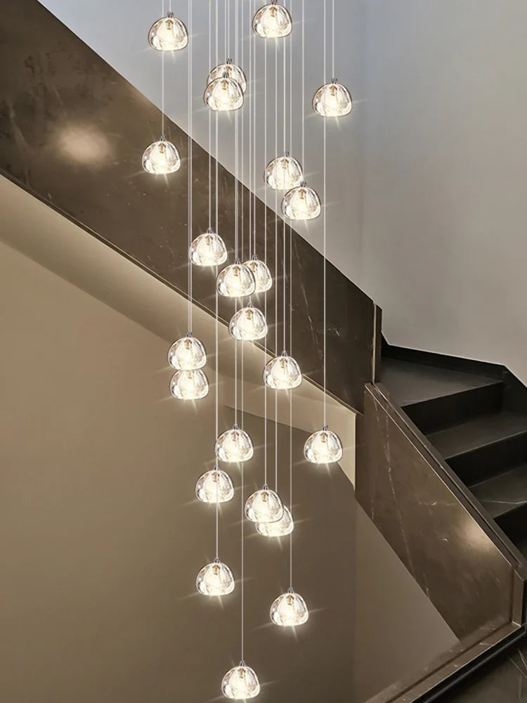 Kristallen kroonluchter luxe design voor moderne verlichting wenteltrap