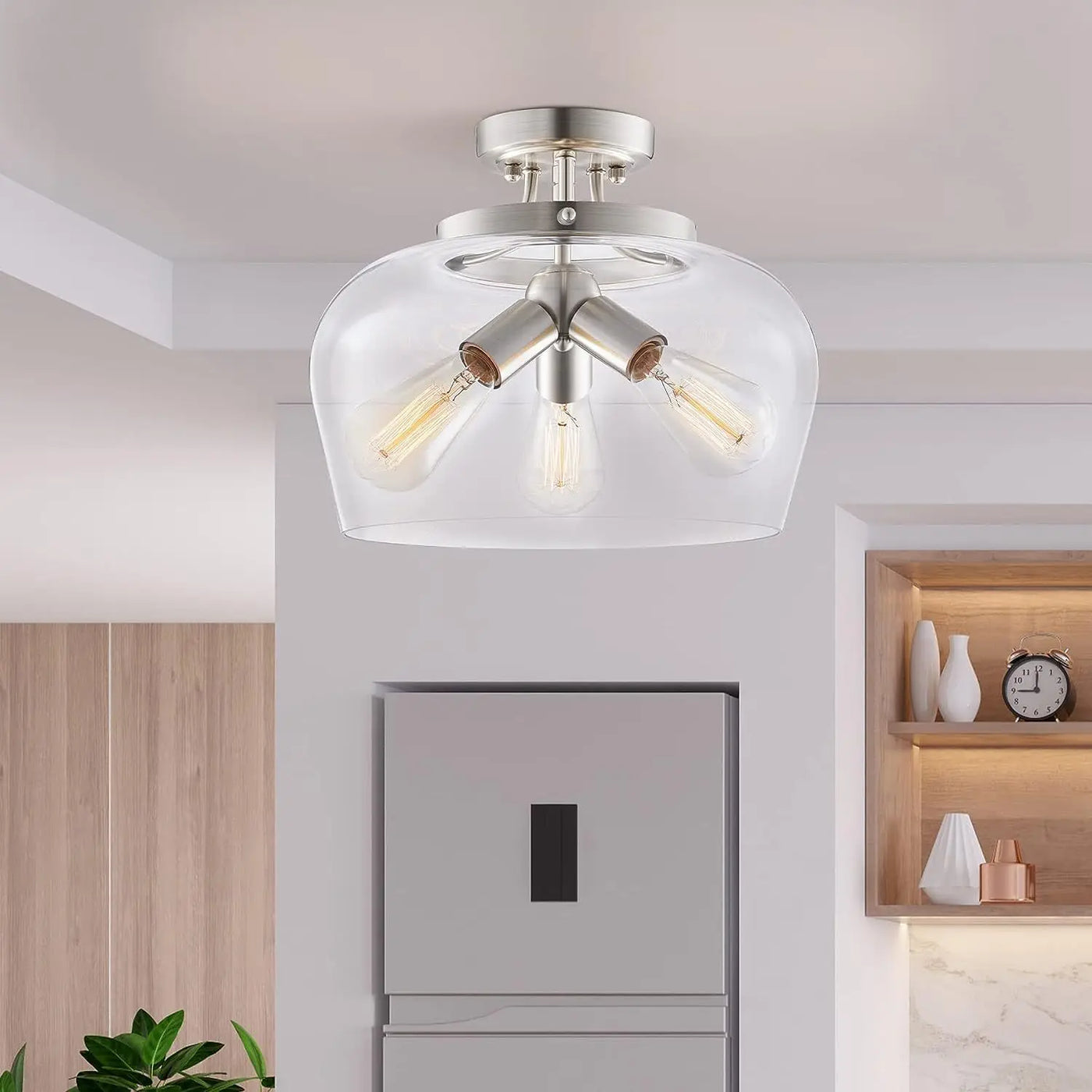 moderne Amerikaanse glazen plafondlamp met metalen kroonluchterverlichting