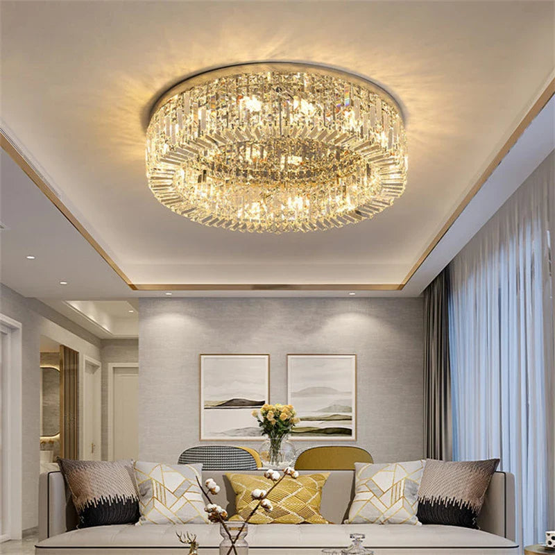 moderne gouden en zilveren kristallen LED-hanglamp voor binnenhuisdecoratie