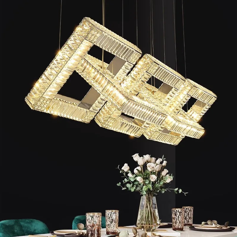 Gouden kristal design kroonluchter vierkant modern