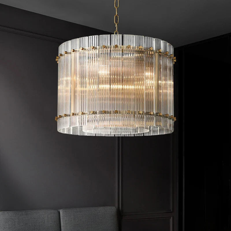 luxe kristallen hanglamp met dubbele gouden ring en led