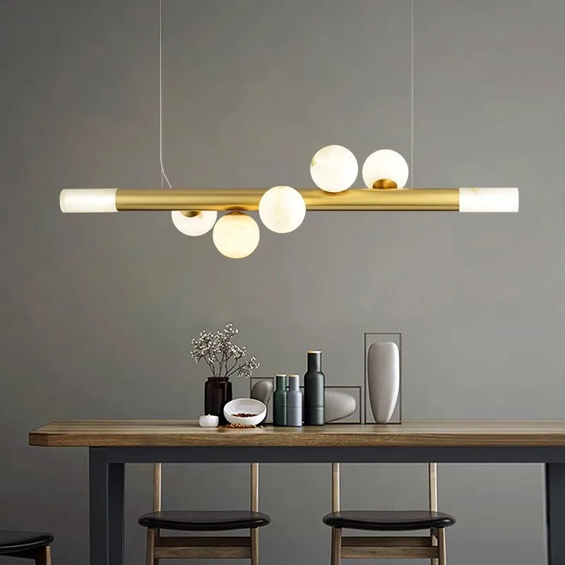 Lange marmeren bar hanglamp.