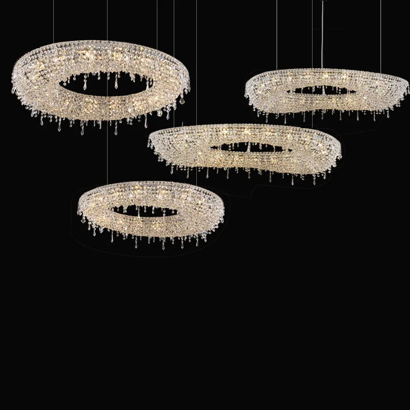 Moderne luxe LED-kristallen kroonluchter voor hotel duplex villa