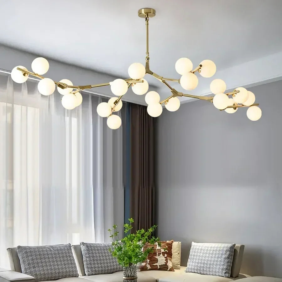 moderne glazen kroonluchter met hangende led-takken