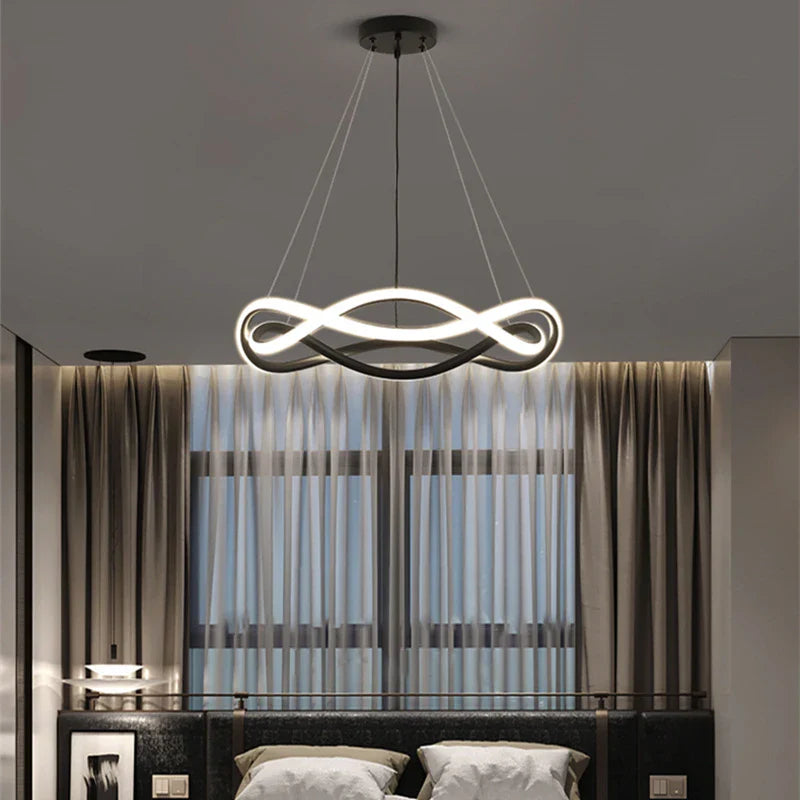 led-kroonluchter met geometrische ring, eenvoudig creatief design in aluminium