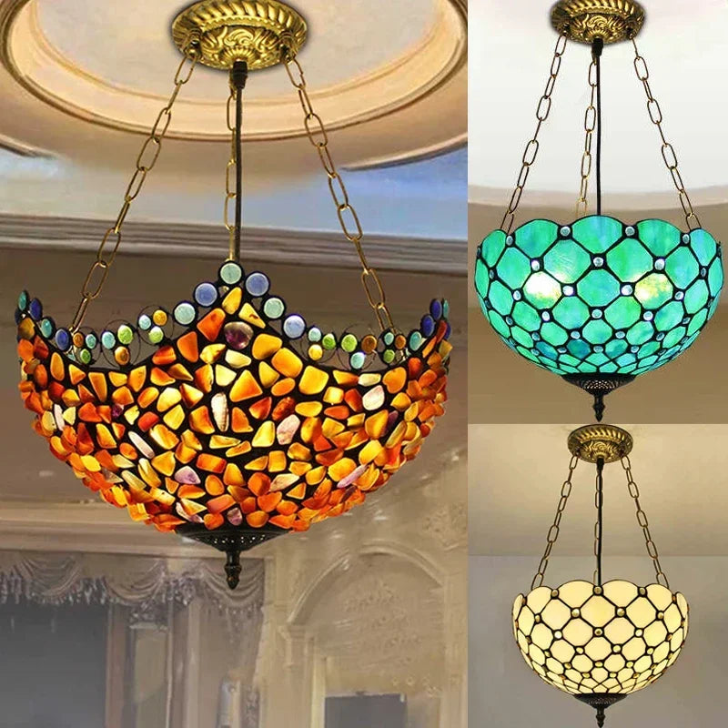 Getinte glazen kroonluchter in Tiffany-stijl voor hangende interieurdecoratie