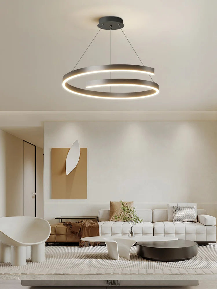 Eenvoudige moderne ringkroonluchter van goudkleurig ijzer met LED-verlichting voor binnen