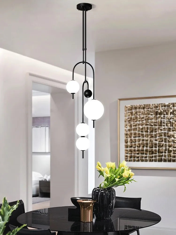 led-kroonluchter van ijzer en glas voor binnenhuisdecoratie