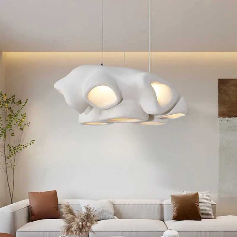Scandinavische Wabi Sabi woonkamer minimalistische design kroonluchter eetkamer decoratie lamp bar restaurant café LED hanglamp verlichting