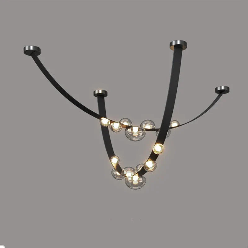 minimalistisch design led kroonluchter van leer en glas voor decoratie