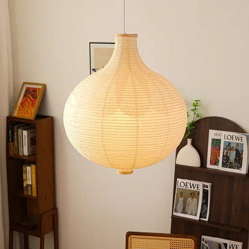 ronde Japanse papieren kroonluchter met decoratief hanglicht