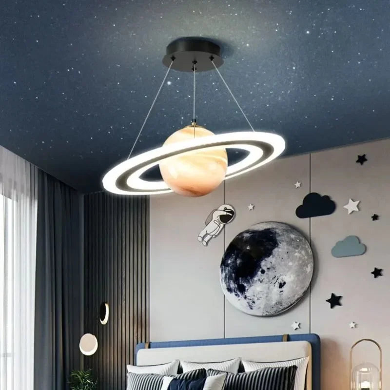 creatieve led kroonluchter met glazen bol voor kinderkamer