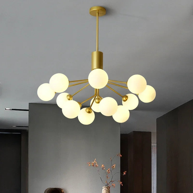 moderne plafondlamp van glas met bubbels en decoratieve bloemen