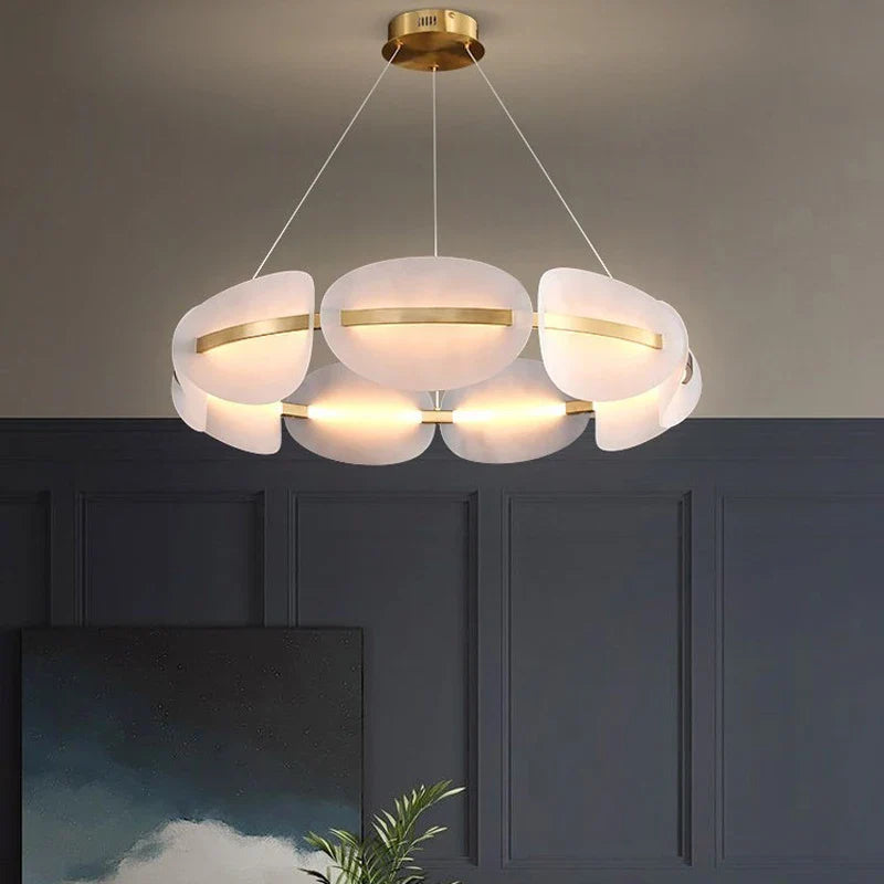 Noordse led acryl kroonluchter met bloembladontwerp