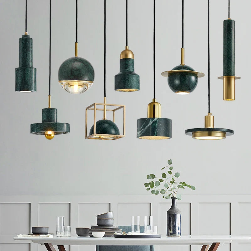 led-kroonluchter design noordse moderne minimalistische decoratieve lamp in marmer en koper