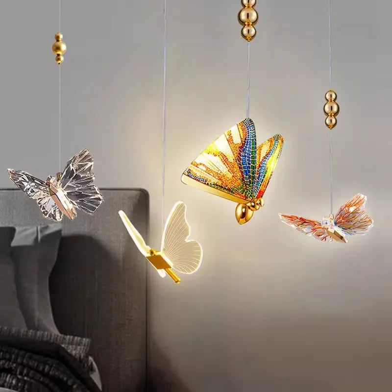 lichtgevende vlinderkroonluchter voor creatieve kinderkamer