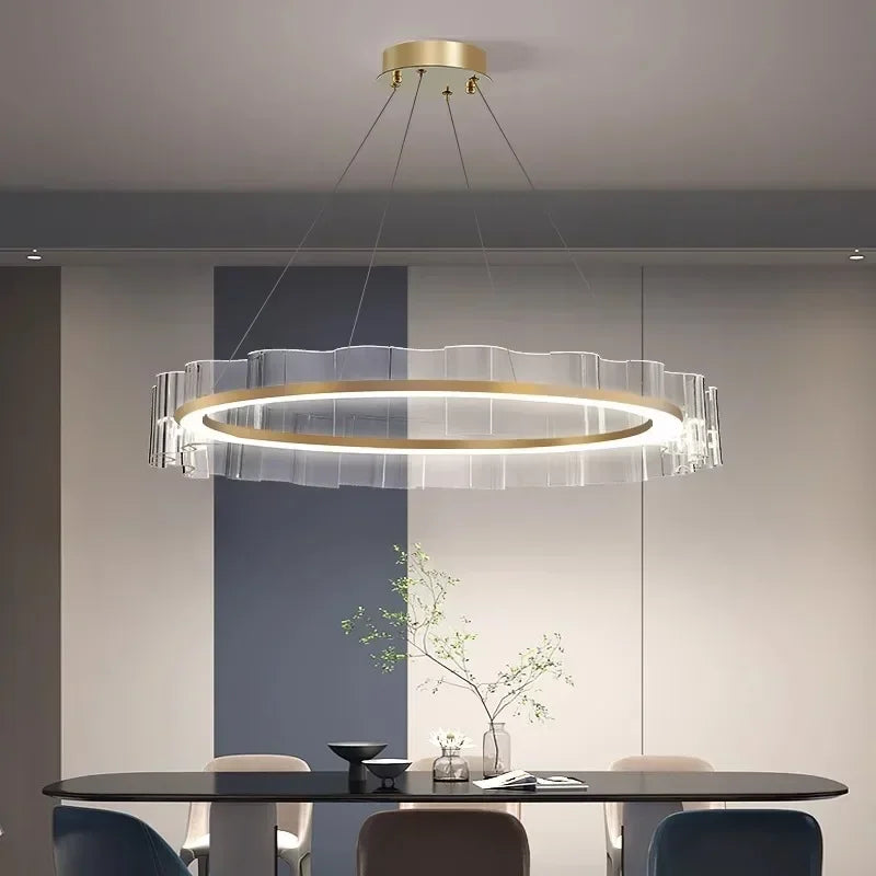 moderne kroonluchter van aluminium en acryl met noordse design voor interieur