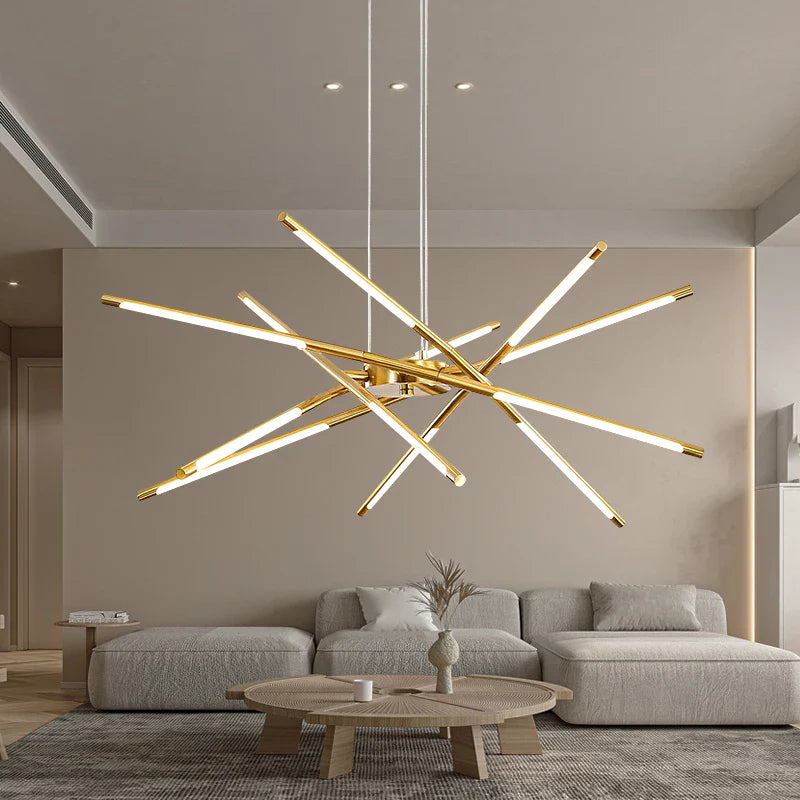 noordse geometrische lampenkroonluchter voor restaurant met dimbare lampen