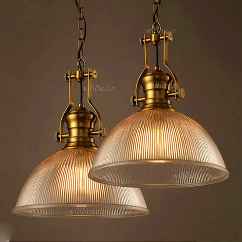 Vintage geribbelde glazen hanglamp retro hanglamp hotel café woonkamer kantoor bar eetkamer hangende plafondkroonluchter