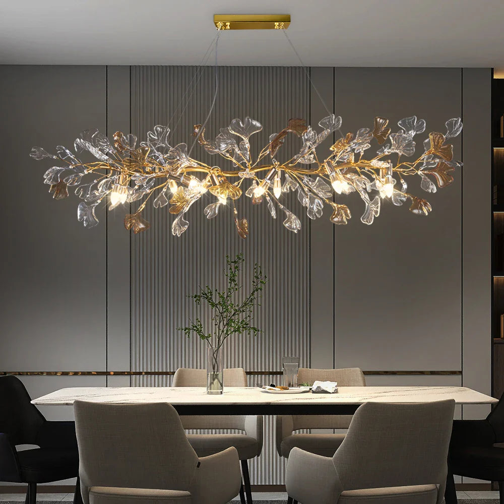 Noordse ontwerp kroonluchters geëmailleerde glazen bladeren hanglamp voor hotel woonkamer eetkamer slaapkamer kunsthal decoratie kroonluchter