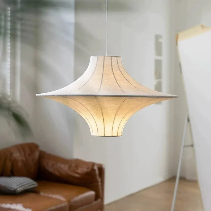 minimalistische wabi-sabi zijden lamp met geïntegreerde led