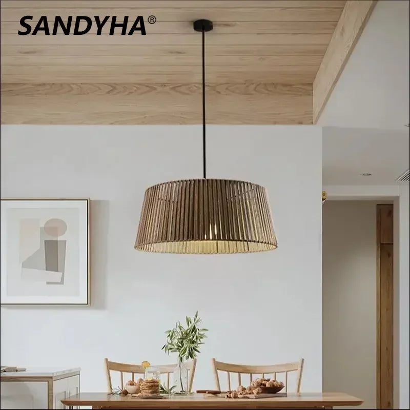 noordelijke Sandyha kroonluchter met gevlochten touw led-hanglampen