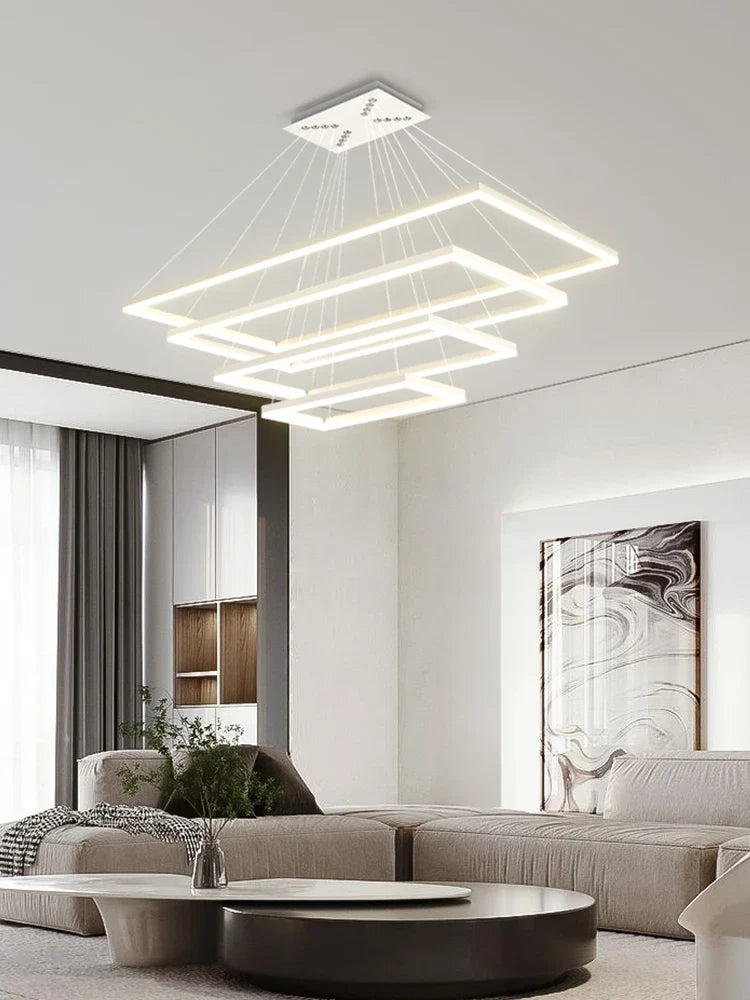 fantasie aluminium led hanglamp met rechthoekige hangverlichting
