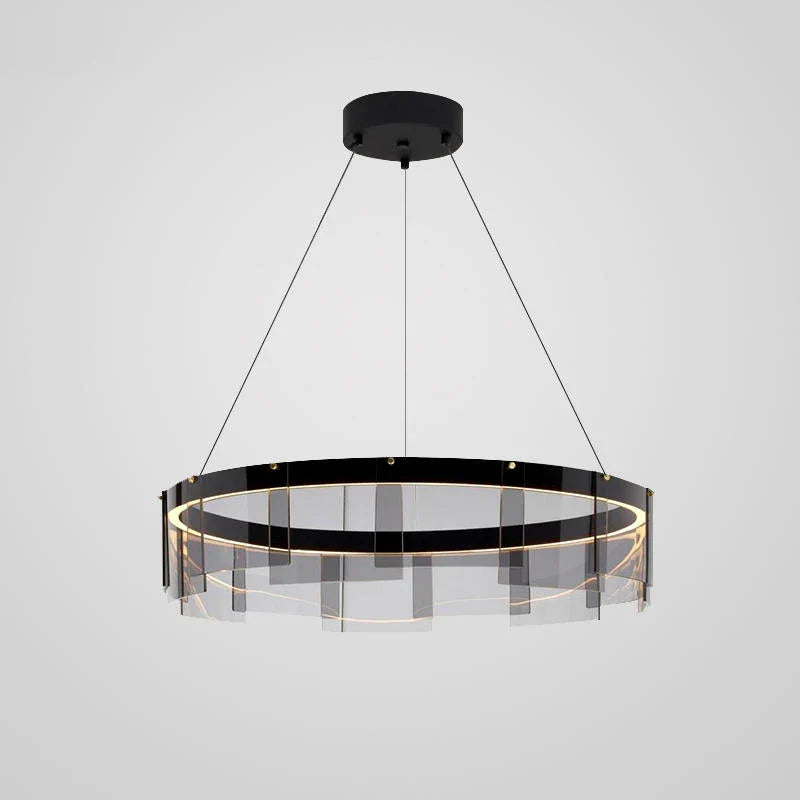 Moderne elegante verlichte woonkamer kroonluchter