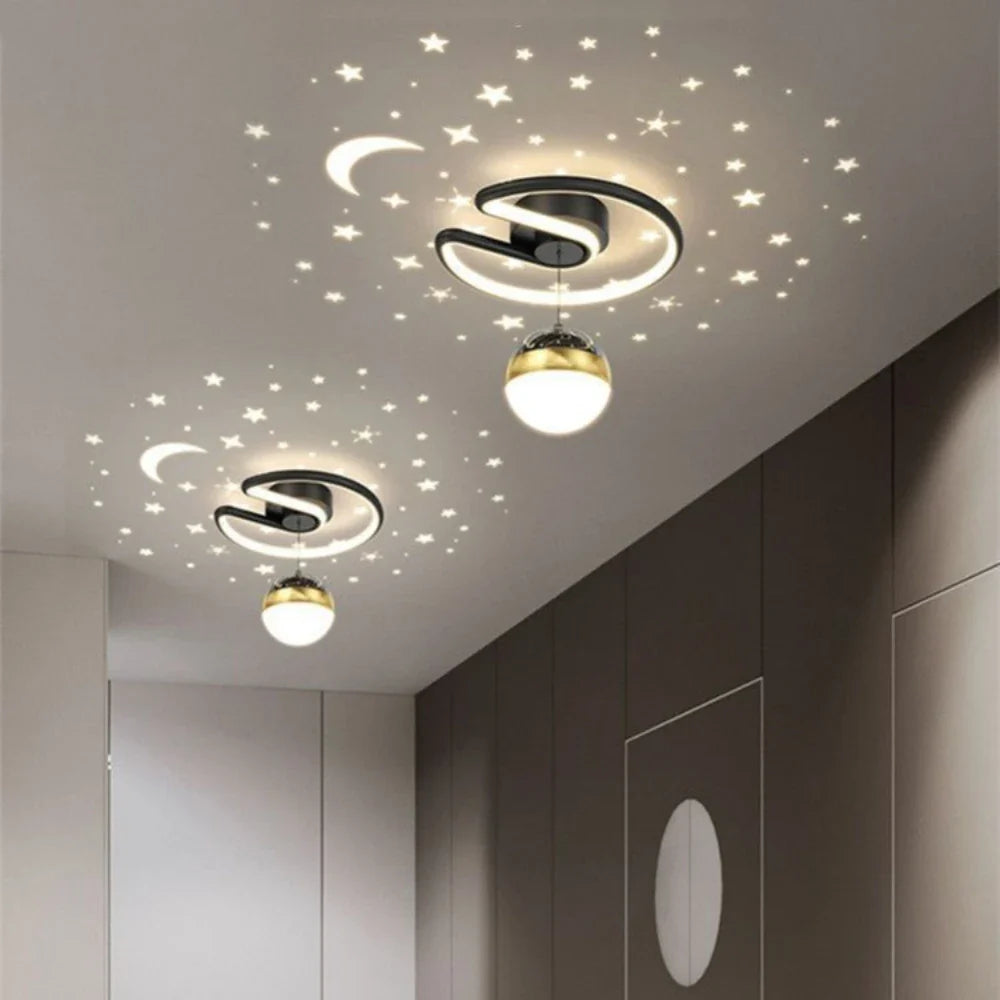 creatieve noordse led-kroonluchter met sterrenprojectie en acryl hemel
