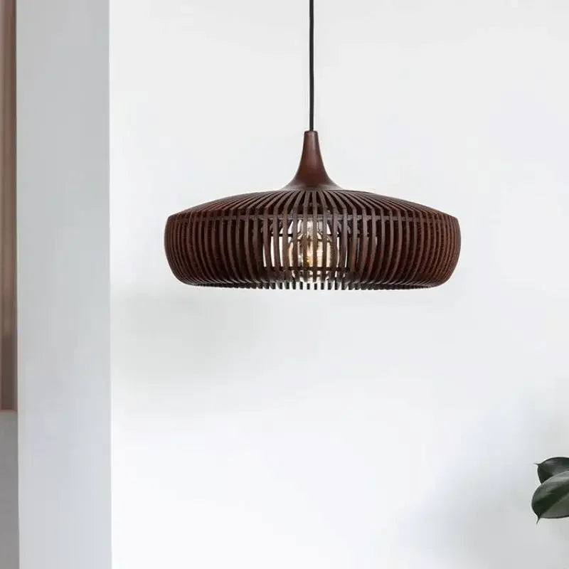 Ronde retro houten kroonluchter met LED voor restauranttafel