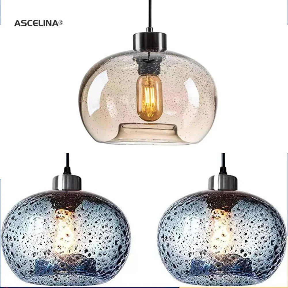 vintage glazen hanglamp met luchtbellen