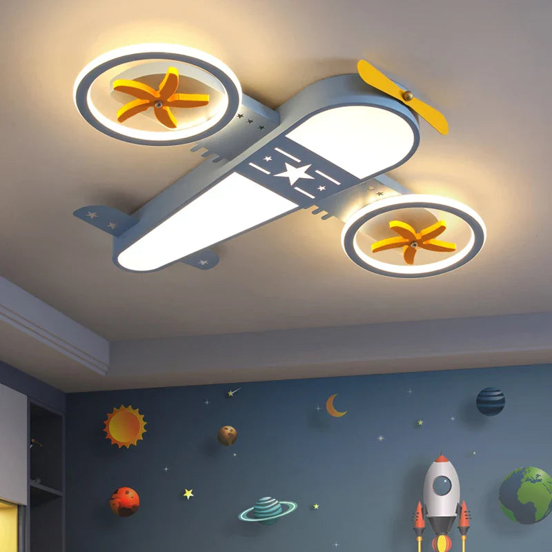 led tekenfilm vliegtuig kroonluchter met afstandsbediening voor kinderen