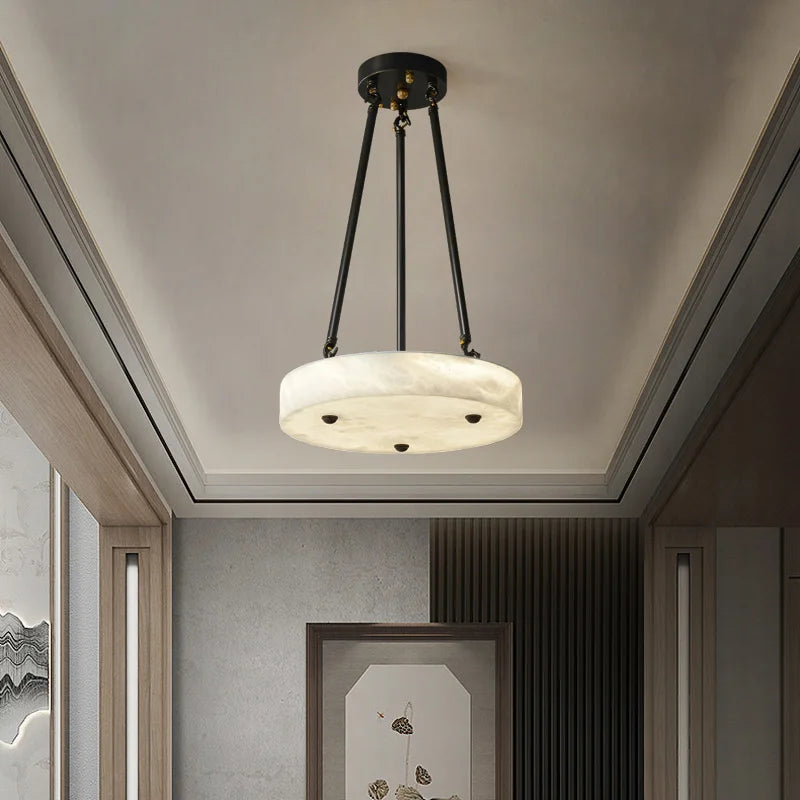 marmeren en koperen hanglamp in modern minimalistisch retro led-design