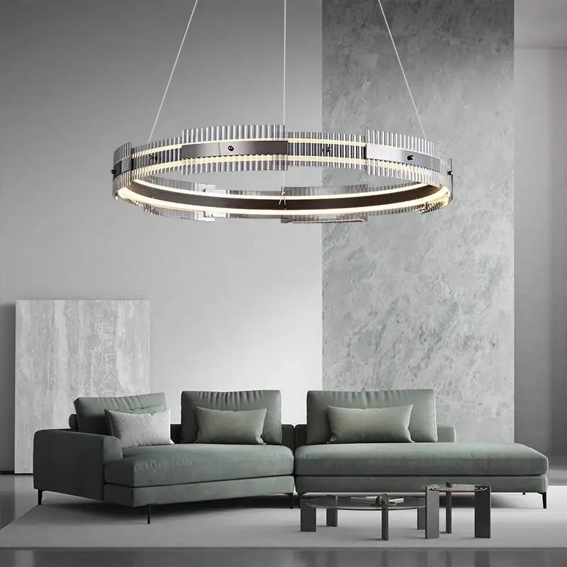 minimalistische glazen kroonluchter met gestreept decoratief licht voor binnen
