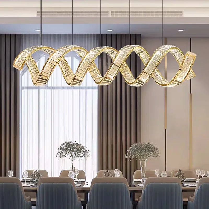 moderne spiraalvormige hangende designkroonluchter van kristal