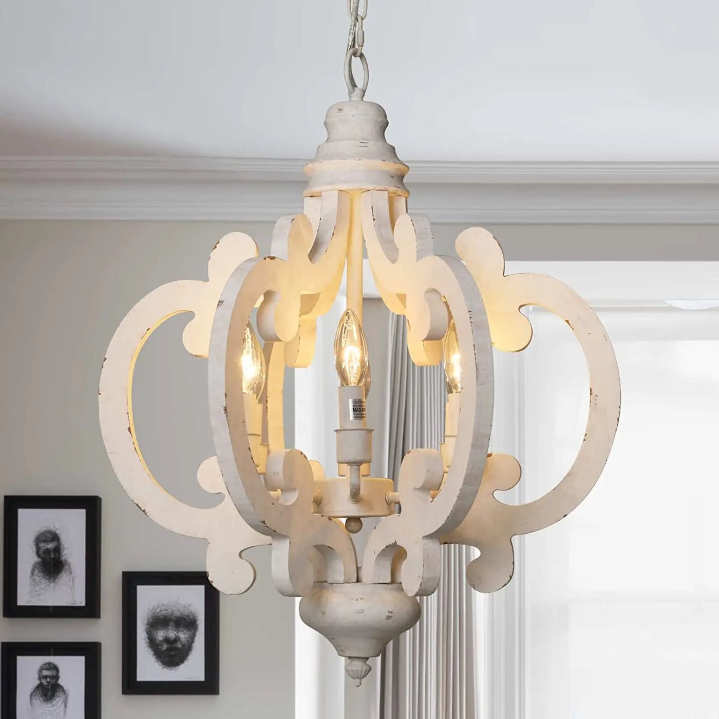 Industriële vintage houten hanglamp