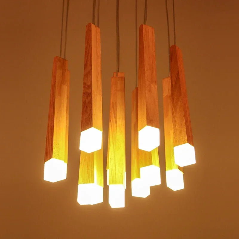 Elegante Scandinavische houten LED-hanglamp