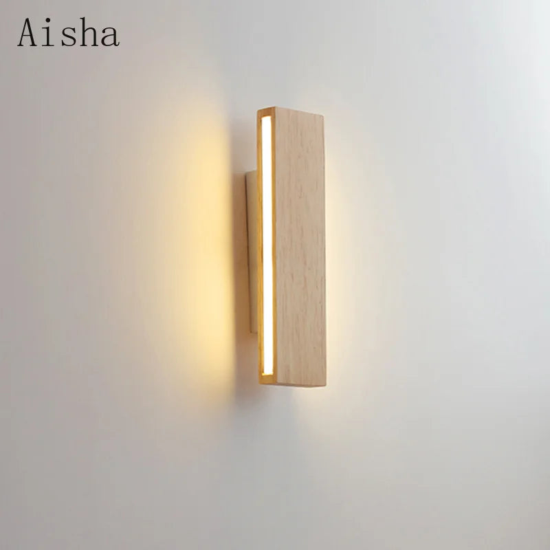 Natuurlijke houten elegante verlichte wandlamp