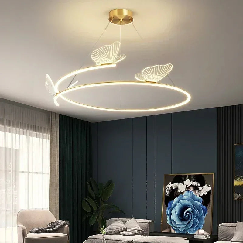 minimalistische moderne led-kroonluchter met creatieve vlindervorm voor huisdecoratie
