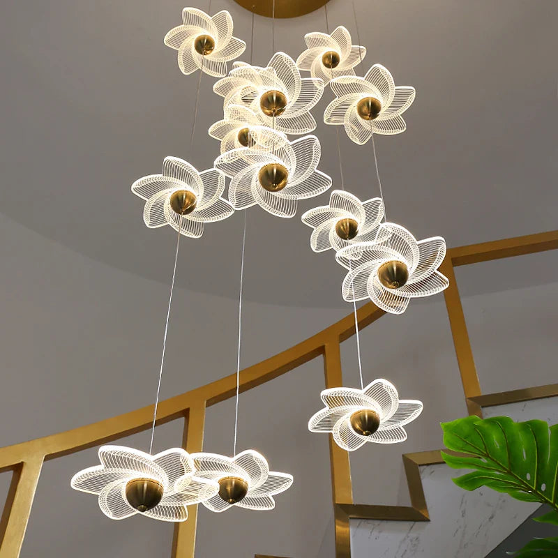 moderne decoratieve kroonluchter voor luxe hotelhal duplex
