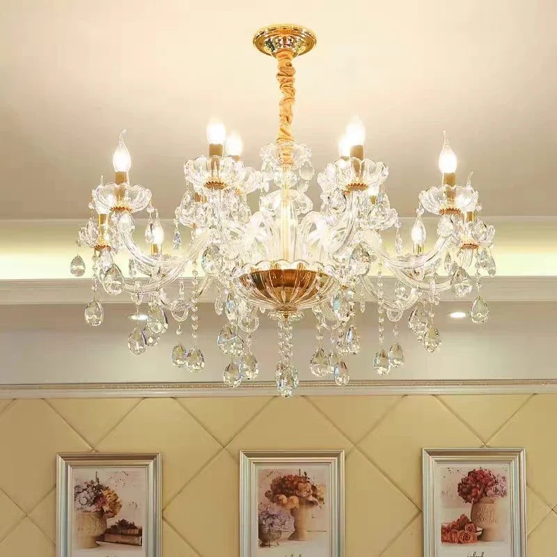 Transparante Europese kristallen kroonluchter voor luxueuze verlichting