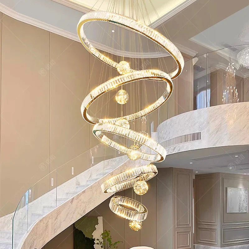 Design hanglamp ring van kristal, slim voor moderne decoratie
