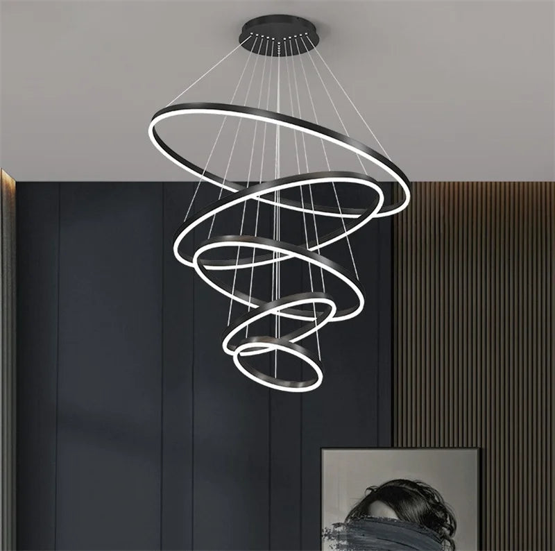 moderne led kroonluchter met ronde ringen voor binnendecoratie