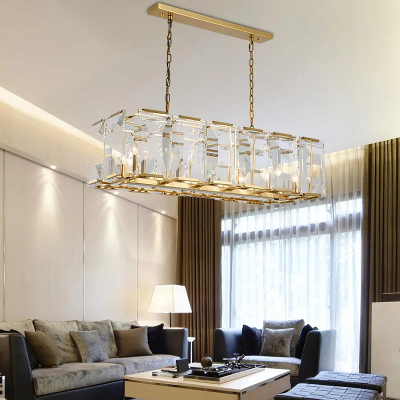 moderne k9 kristallen hanglamp rechthoekig groot formaat