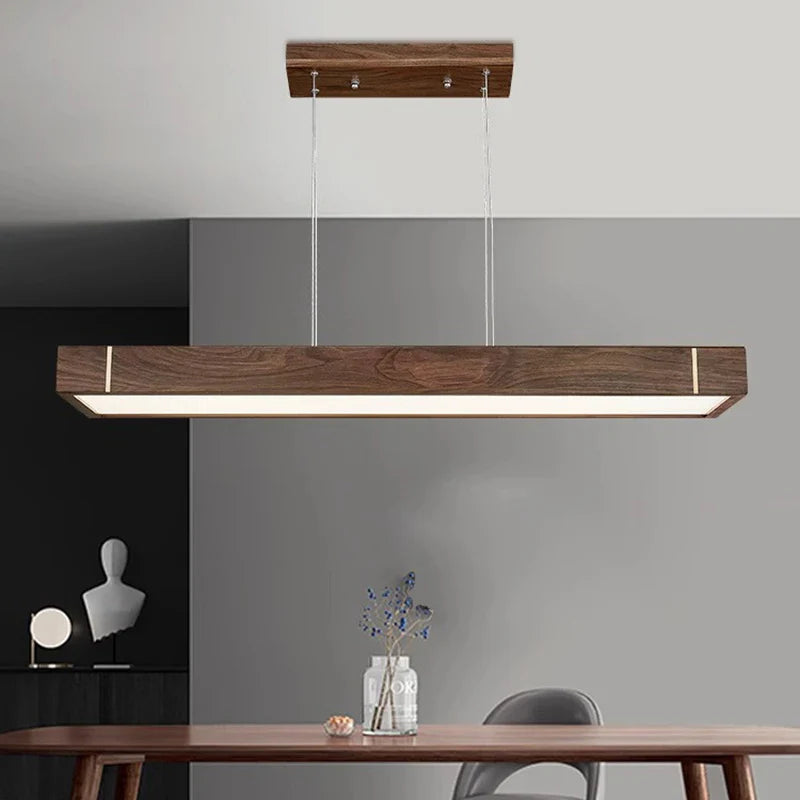 moderne led hanglamp van donker hout voor binnendecoratie
